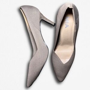 MIA Women Taupe Ribbed Textile Pointed Toe Stiletto Pumps Heels Size 7.5